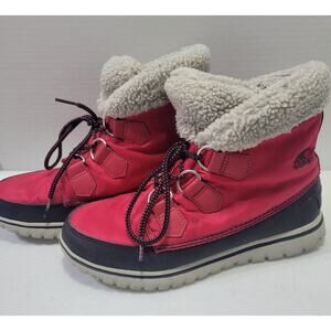 Sorel Winter Carnival Boots Size 7.5 Mountain Red Waterproof